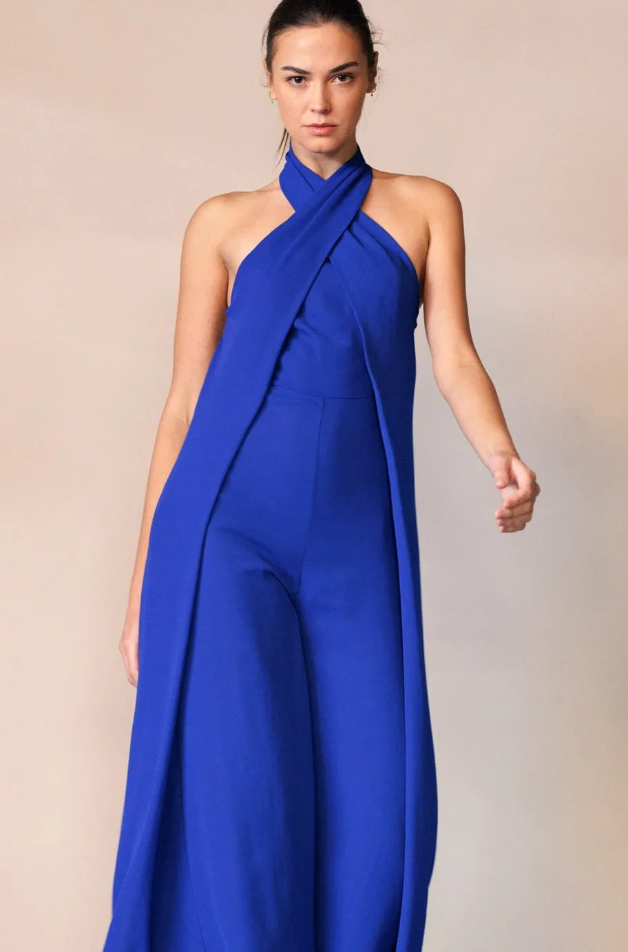 Royal Cross Neck Halter Jumpsuit