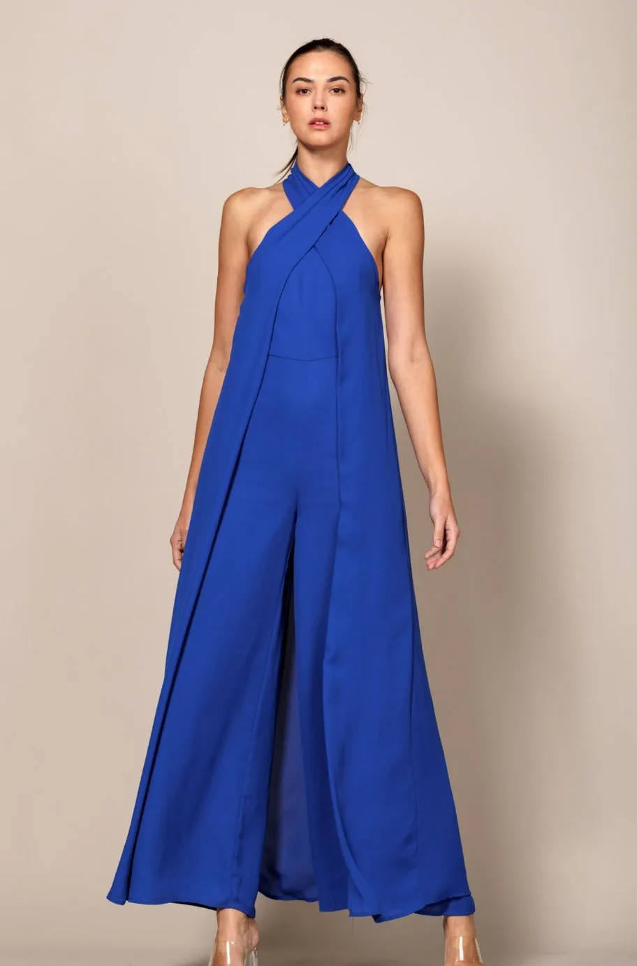 Royal Cross Neck Halter Jumpsuit