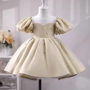Roycebridal Luxury Dubai Champagne Girl Dress Pearls Princess Baby Kids Wedding Birthday Party Evening Gown Holy Communion J232