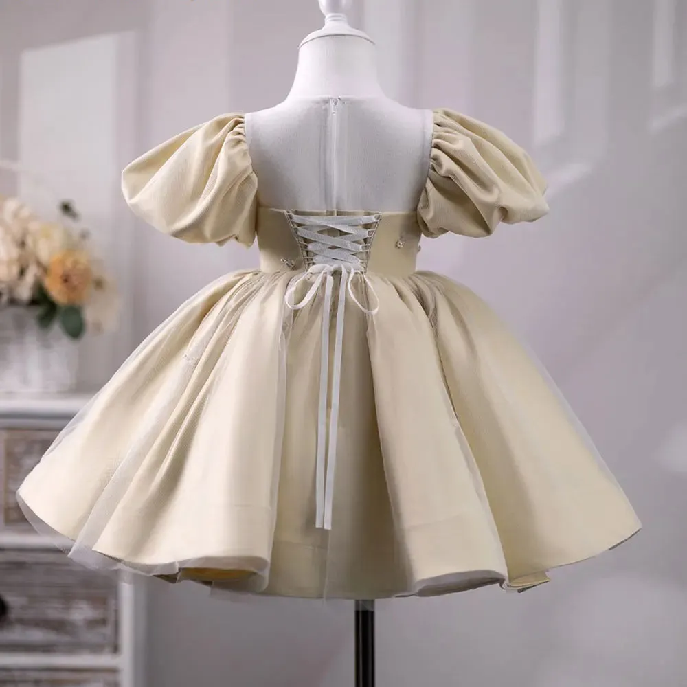 Roycebridal Luxury Dubai Champagne Girl Dress Pearls Princess Baby Kids Wedding Birthday Party Evening Gown Holy Communion J232