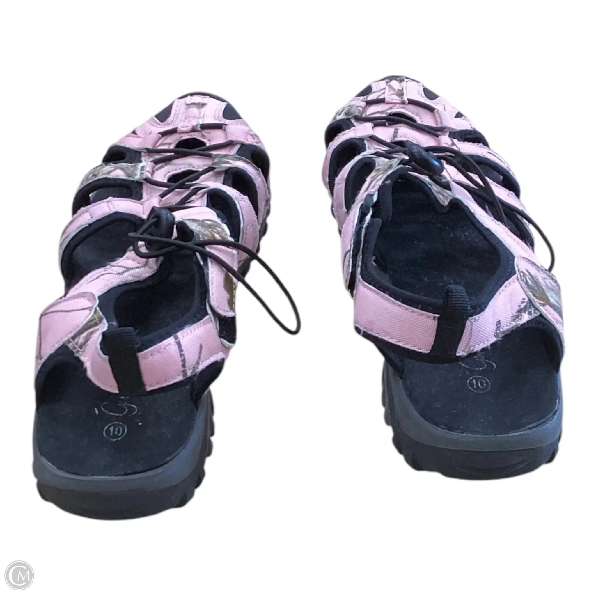 Sandals Flats By Clothes Mentor In Black & Pink, Size: 10