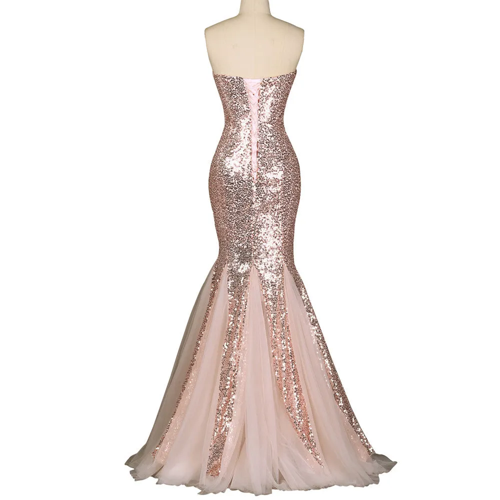 Sequin Long Evening Dress 2017 Sparkly Dark Salmon Purple Elegant Formal Dresses Mermaid Evening Gowns High Quality
