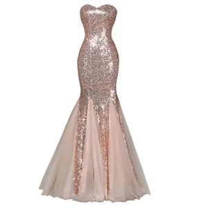 Sequin Long Evening Dress 2017 Sparkly Dark Salmon Purple Elegant Formal Dresses Mermaid Evening Gowns High Quality