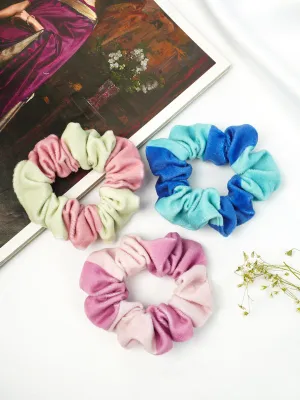Set of 3 Blue & Green Scrunchies
