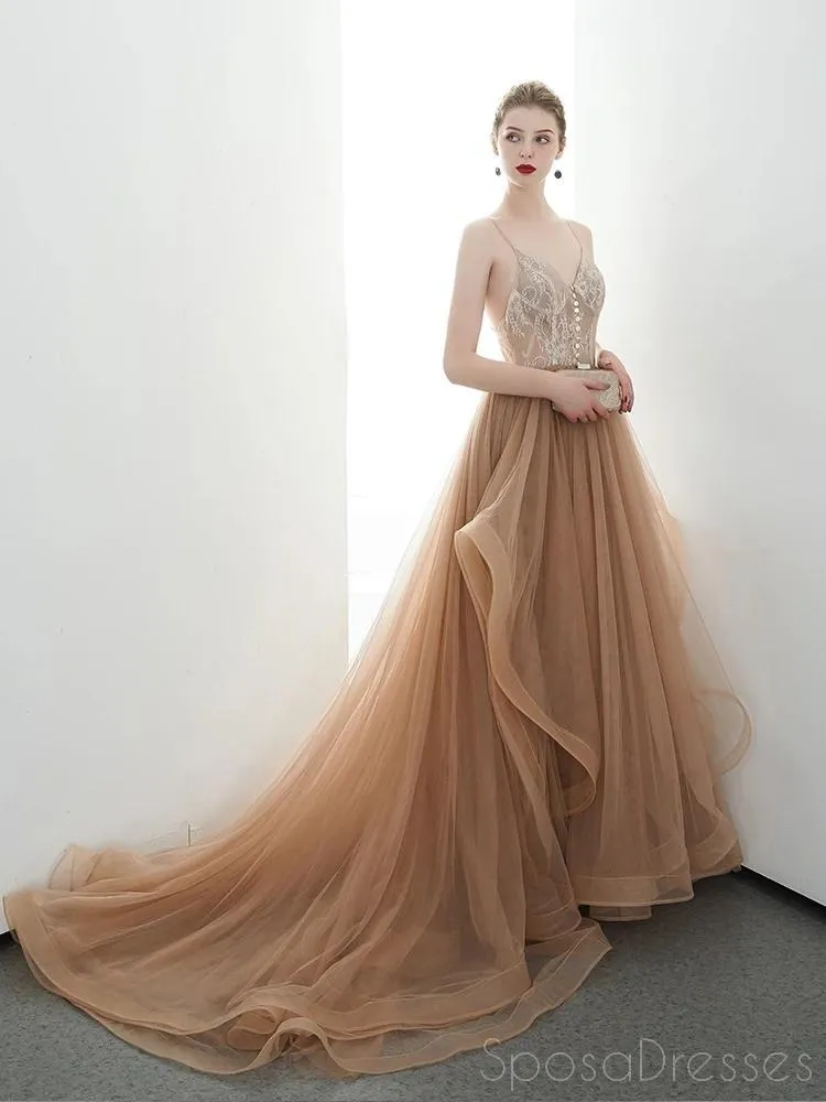 Sexy Backless Spaghetti Straps See Through Long Evening Prom Dresses, Evening Party Prom Dresses, 12175