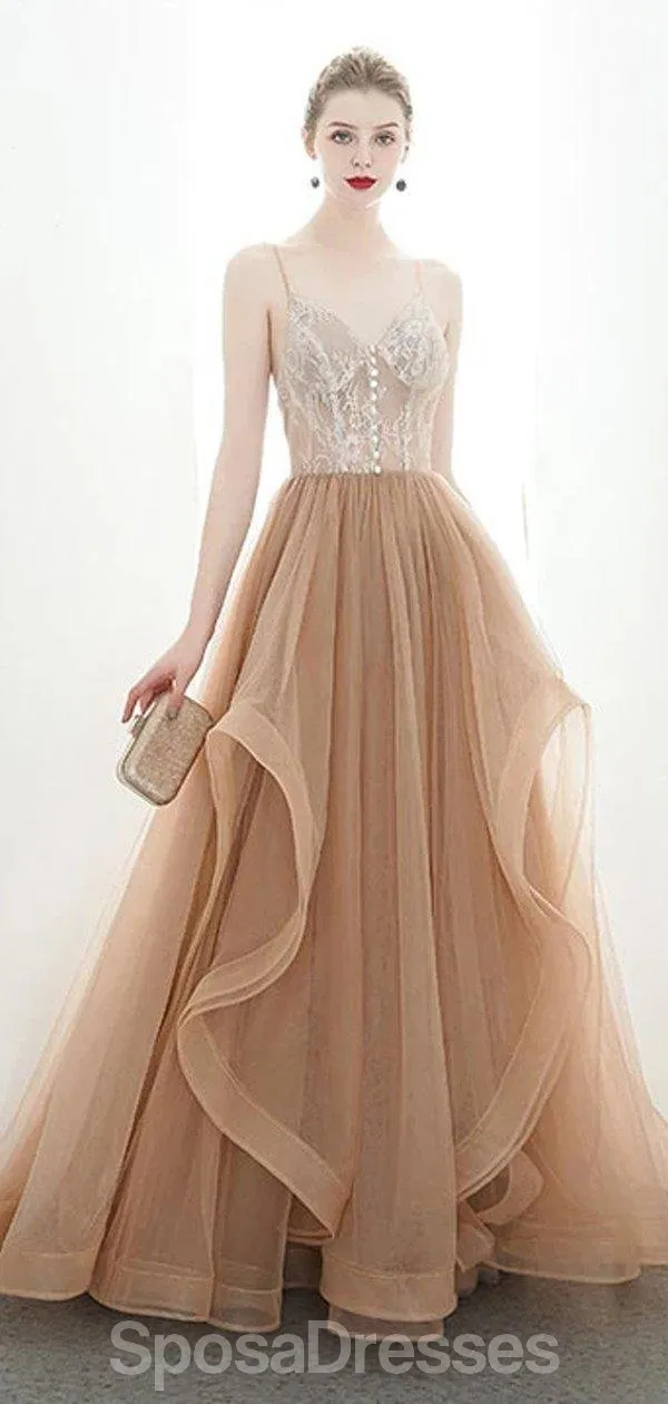 Sexy Backless Spaghetti Straps See Through Long Evening Prom Dresses, Evening Party Prom Dresses, 12175