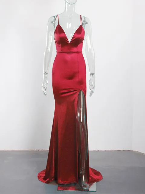 Sexy Emerald Green Backless Mermaid Wedding Gown Deep V Evening Dress
