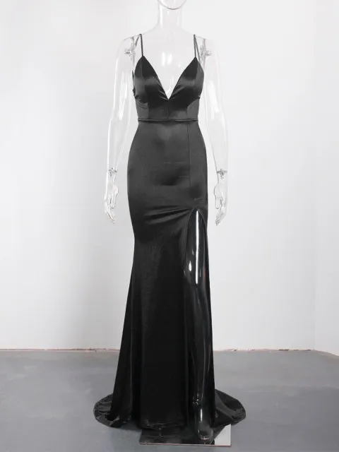 Sexy Emerald Green Backless Mermaid Wedding Gown Deep V Evening Dress