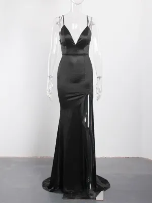 Sexy Emerald Green Backless Mermaid Wedding Gown Deep V Evening Dress