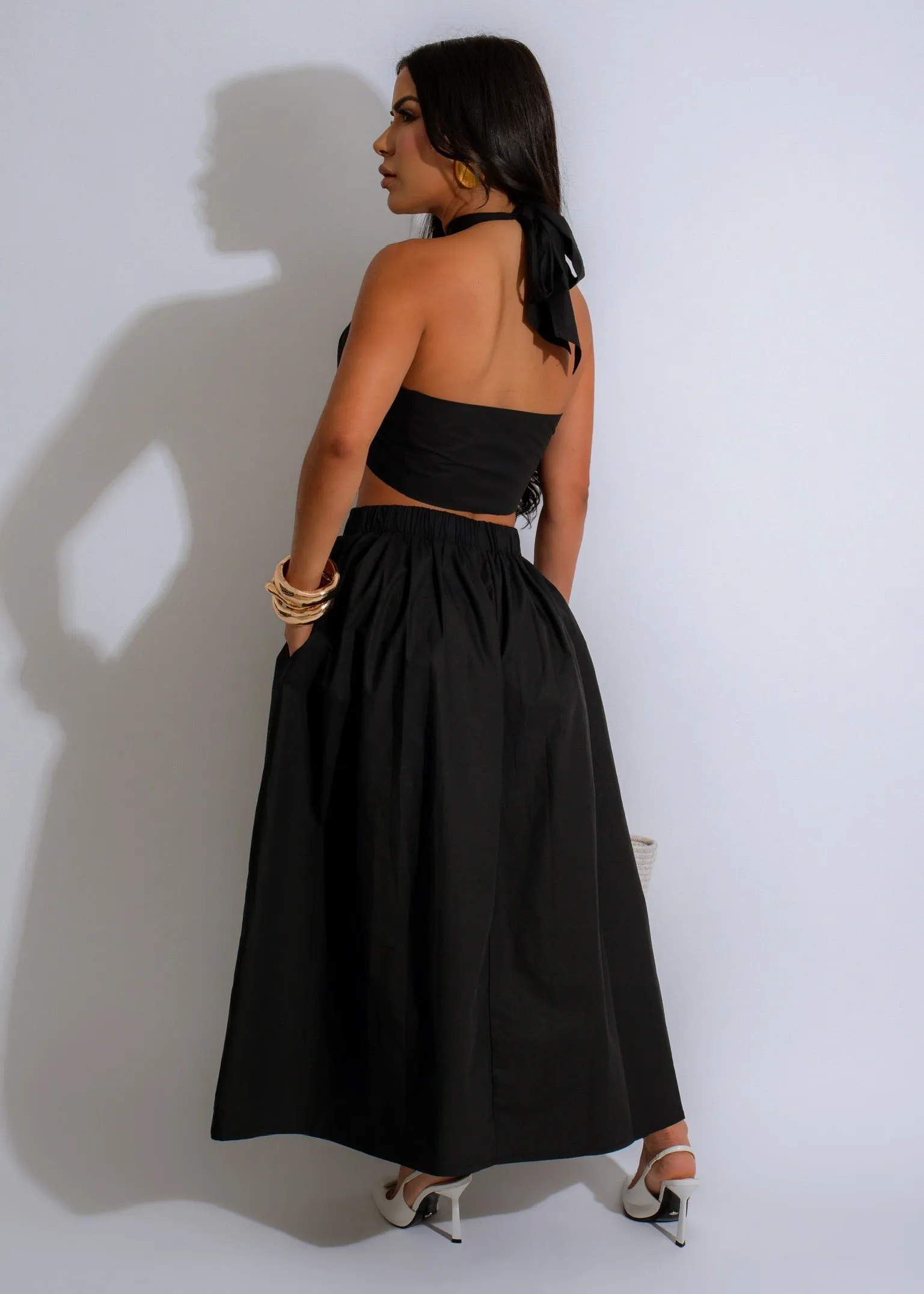 Shadow Symphony Skirt Set Black