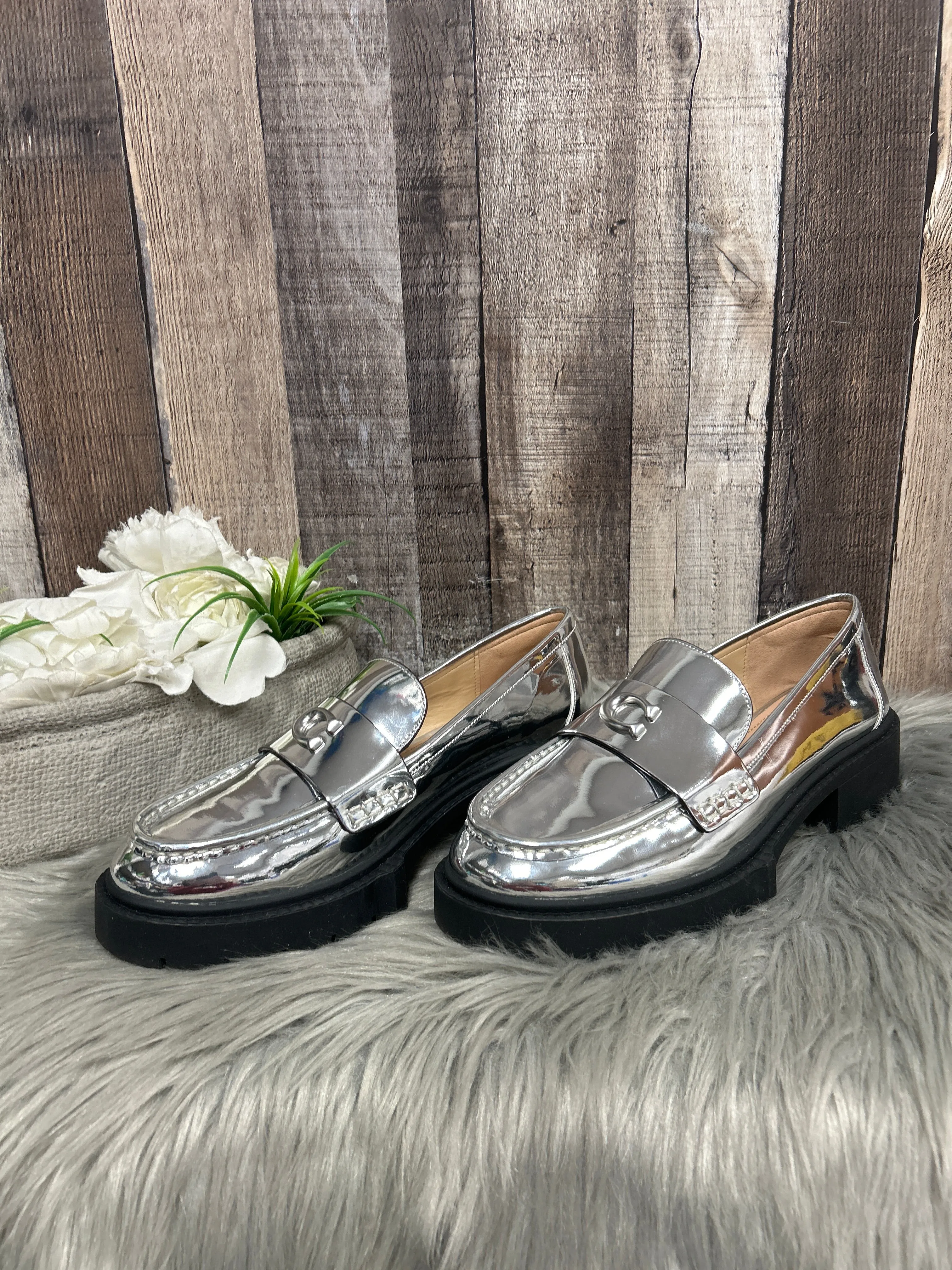 Shoes Designer By Coach In Silver, Size: 7.5