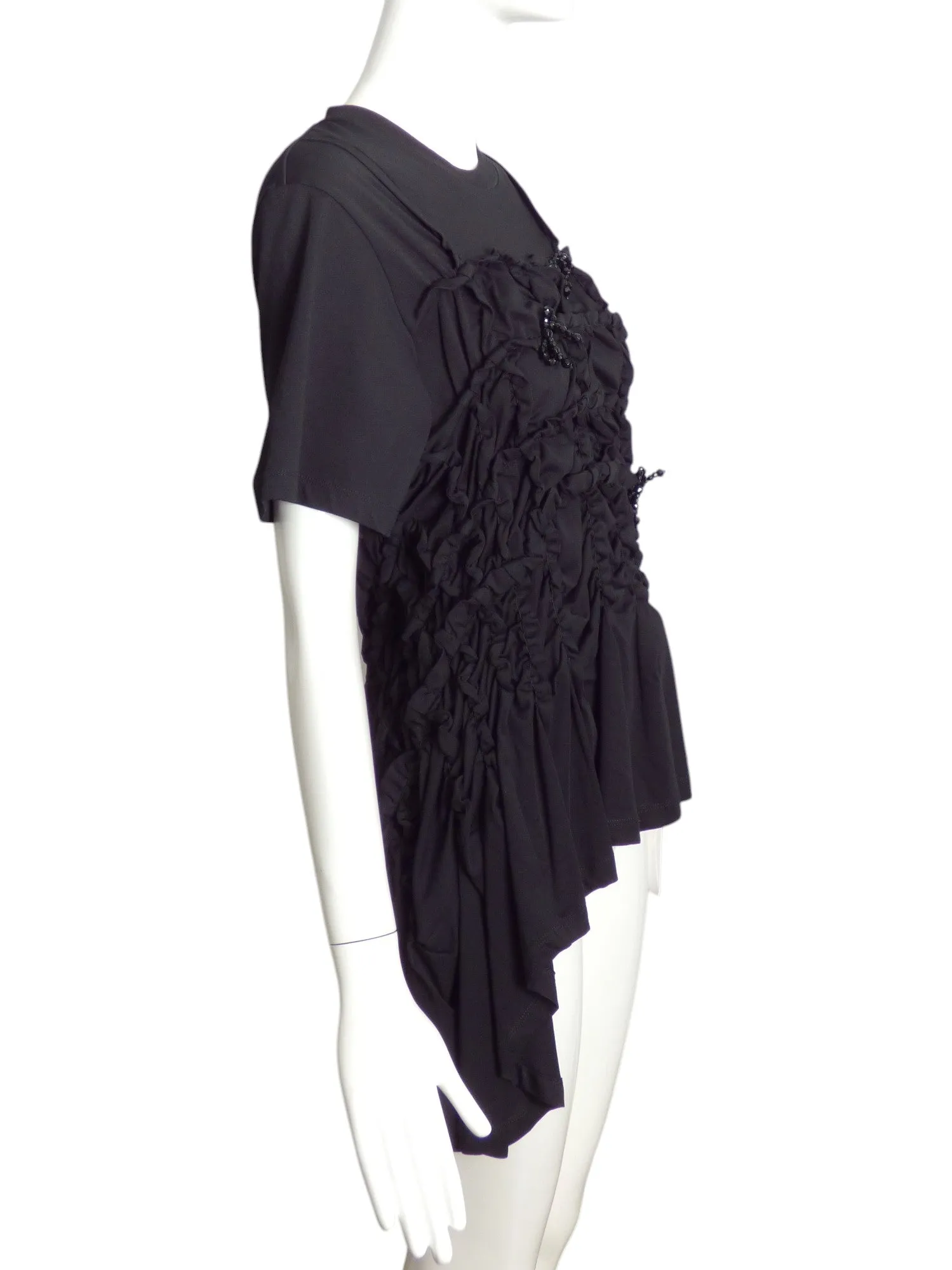 SIMONE ROCHA- NWT Black Beaded & Gathered Top, Size 4
