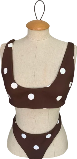 Sir the Label Brown Polka Dot Bikini Top and Bottoms Swim Set Size UK 12
