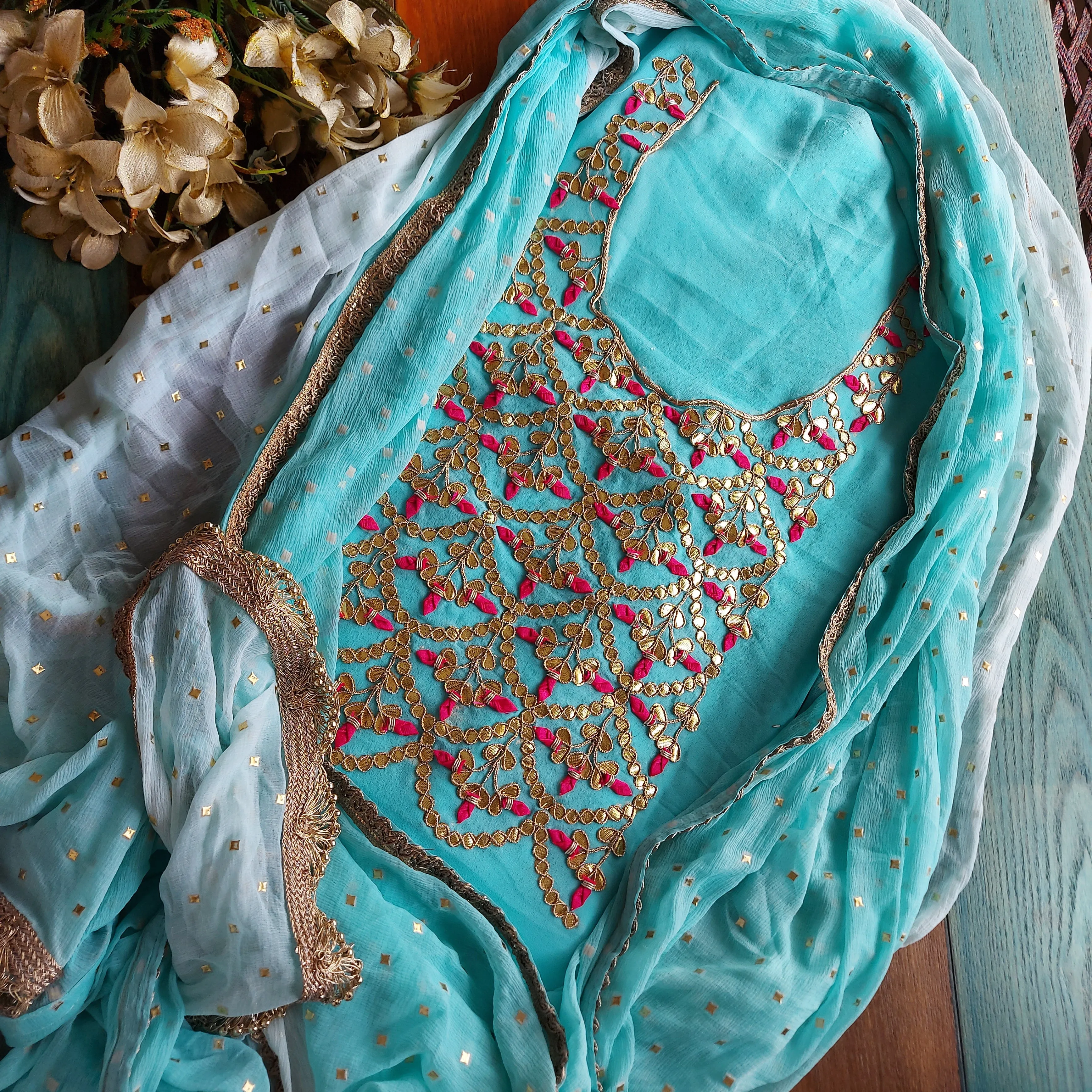 Sky Blue Gotawork Salwar Suit