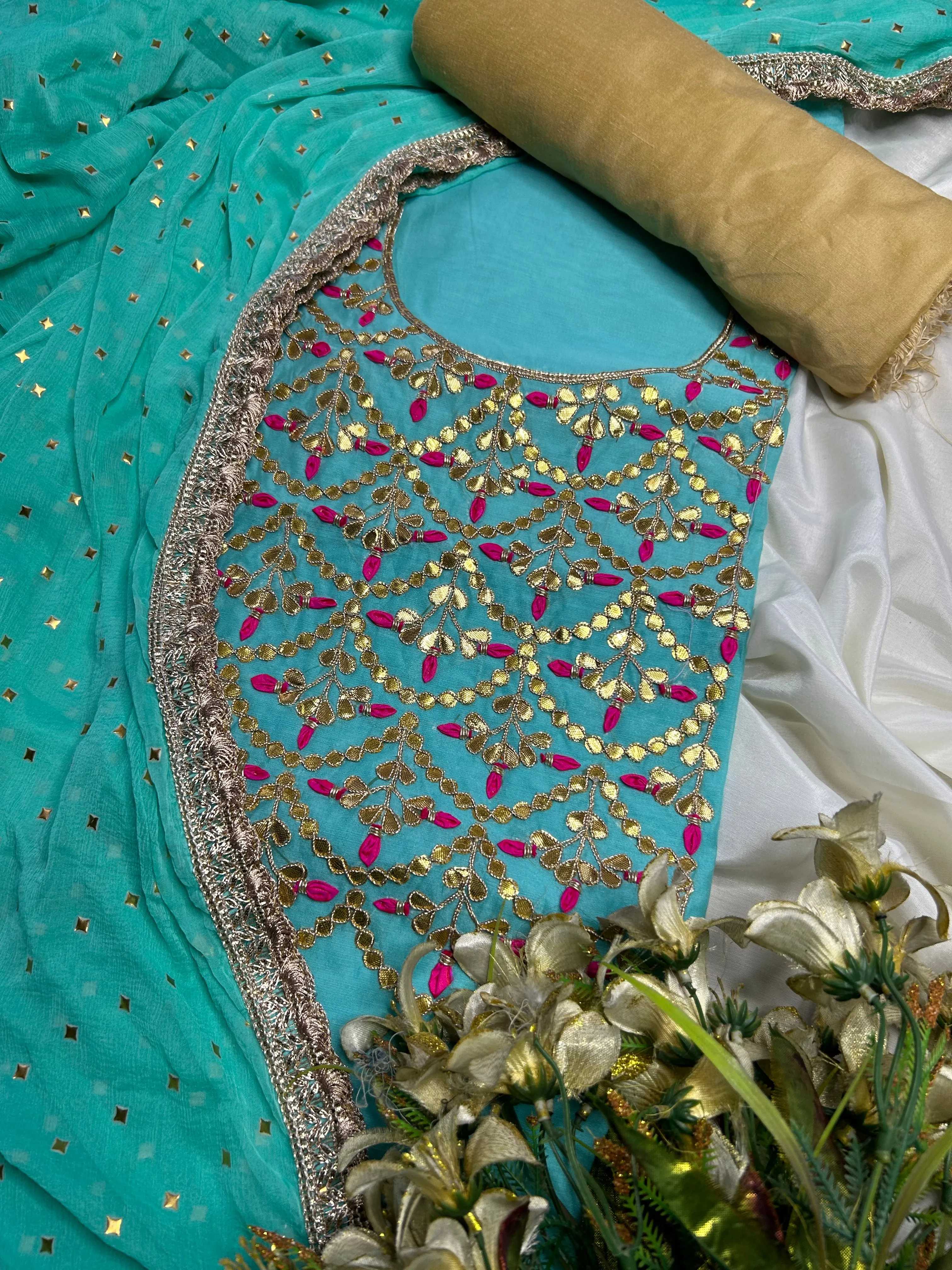 Sky Blue Gotawork Salwar Suit