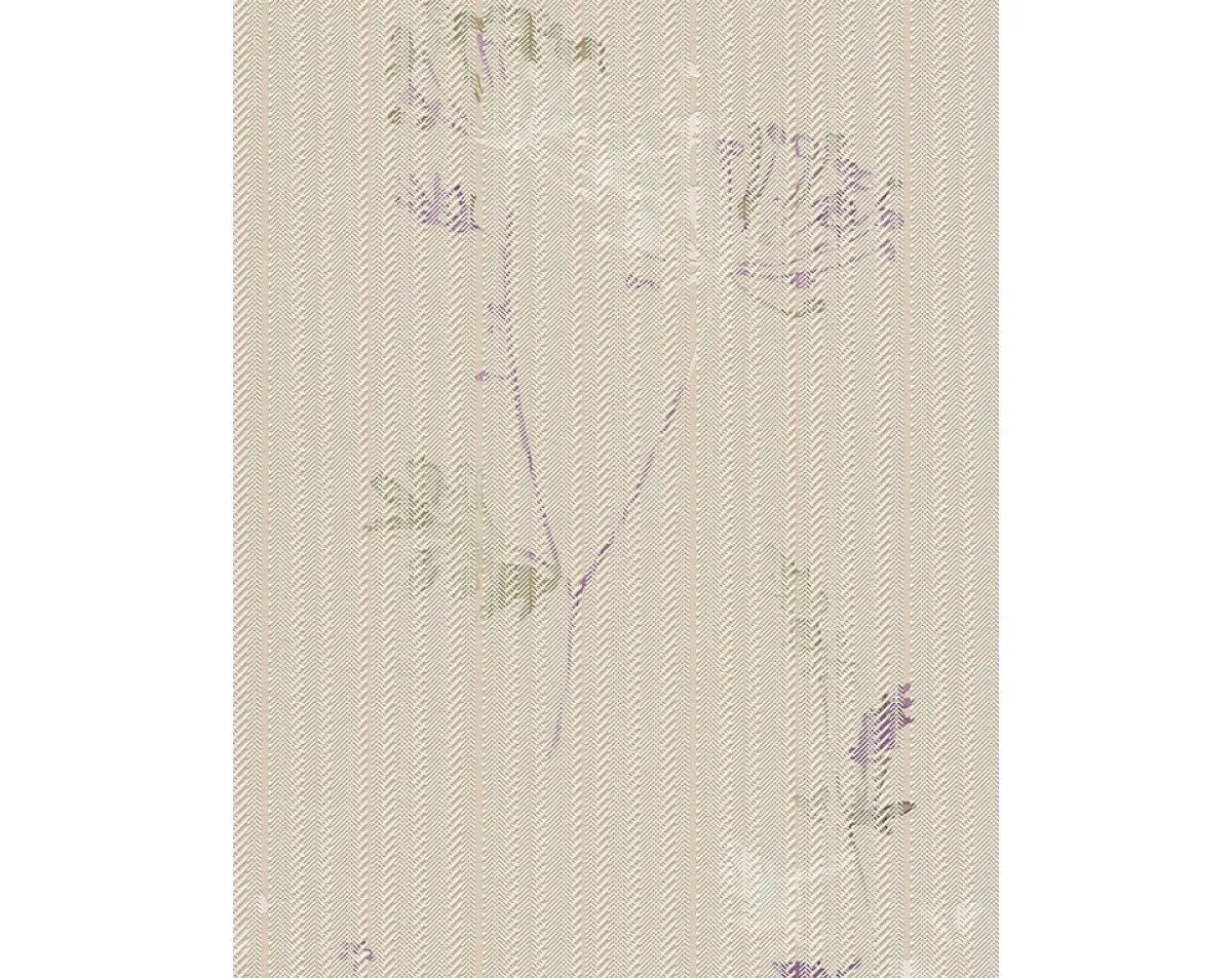 Slashed Stripes Floral Motifs Beige Purple 933324 Wallpaper