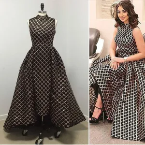 sleeveless black evening dresses 2020 detachable skirt sparkle sequin elegant high neck evening gowns robe de soiree