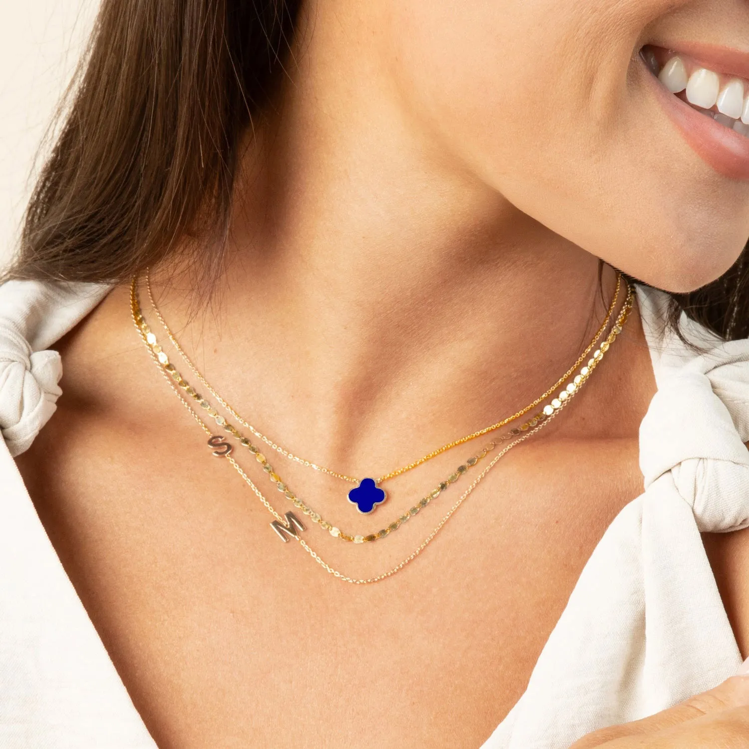 Small Lapis Single Clover Necklace