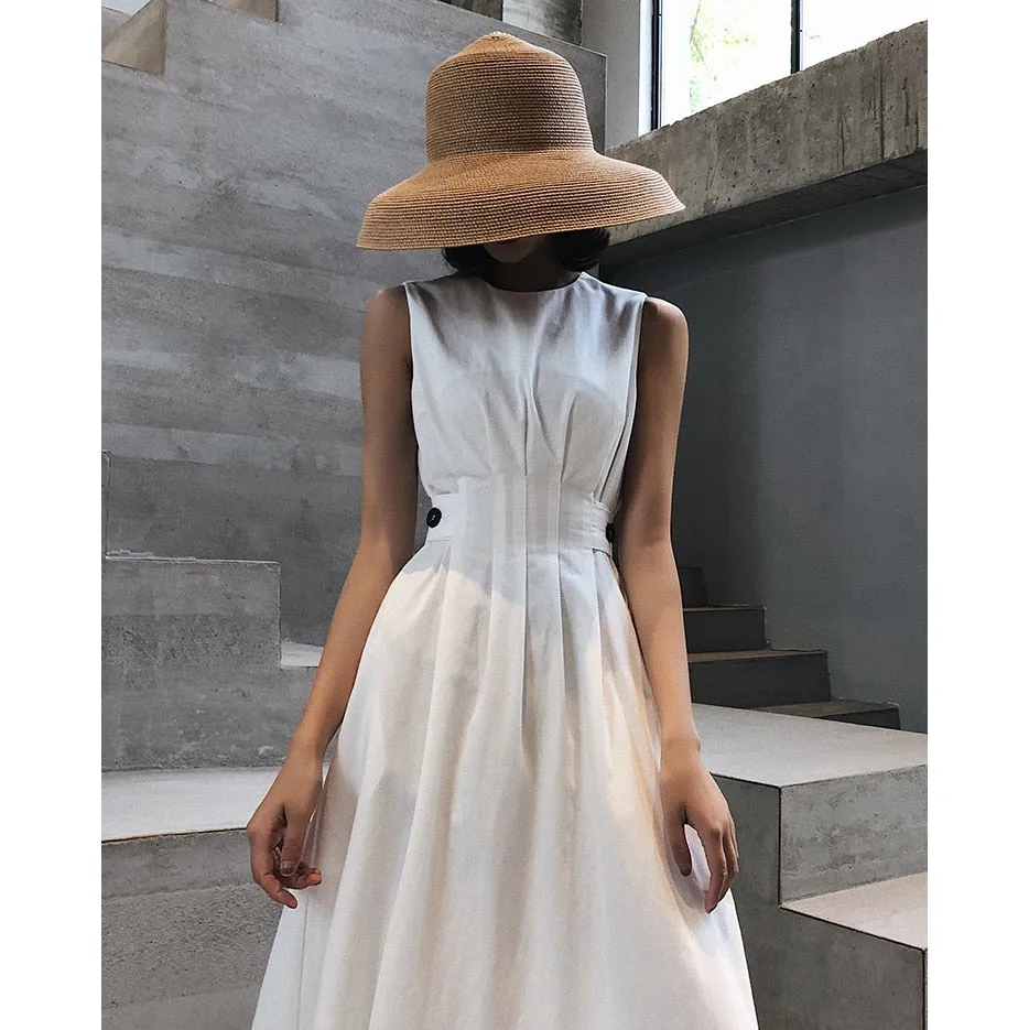 Solid Color Elegant Ofiice Party Midi Dress