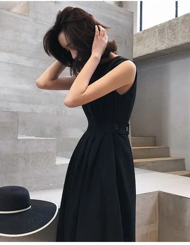 Solid Color Elegant Ofiice Party Midi Dress