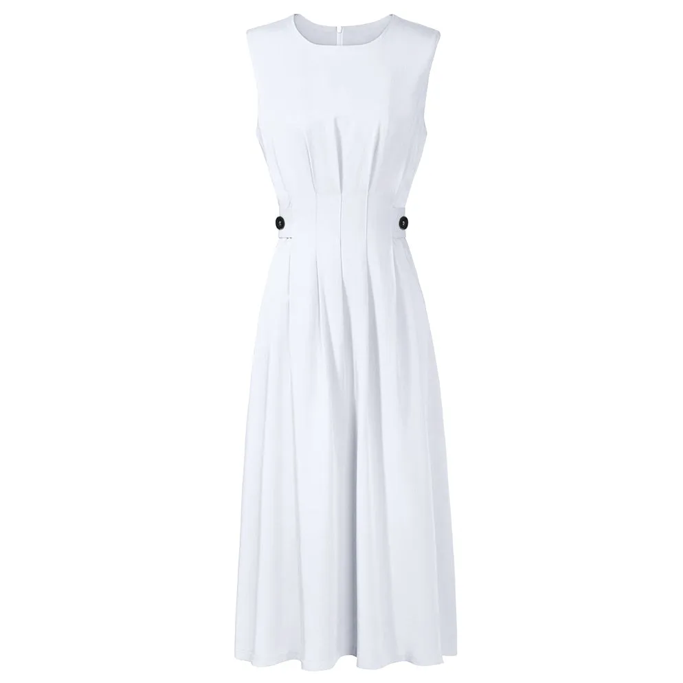 Solid Color Elegant Ofiice Party Midi Dress