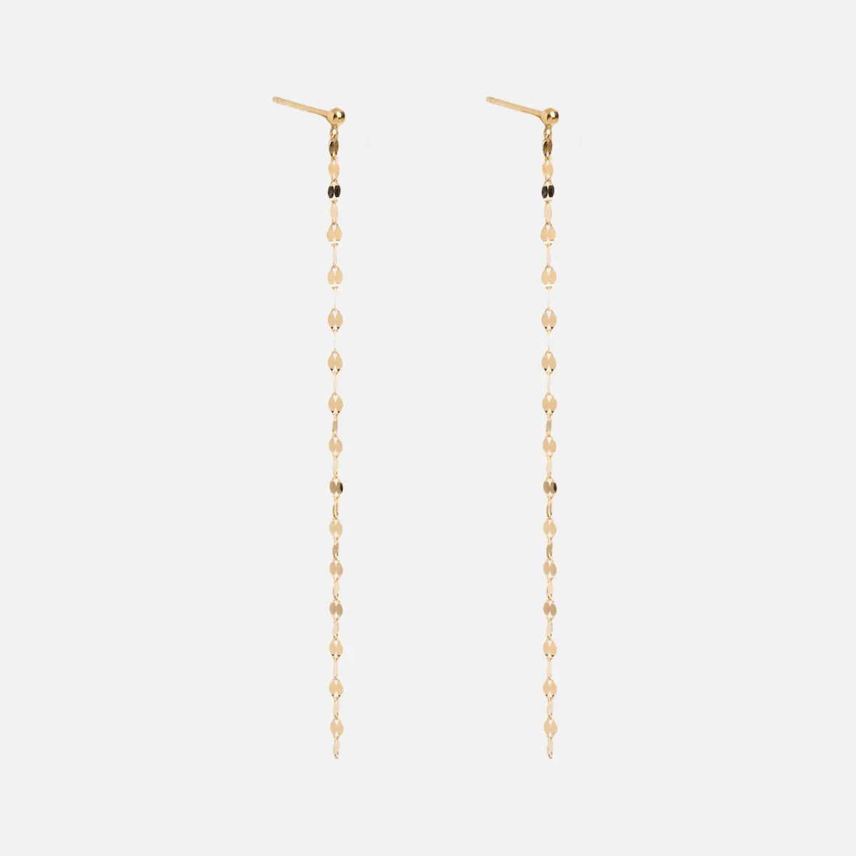 Solid Gold Sparkle Link Chain Drop Earrings
