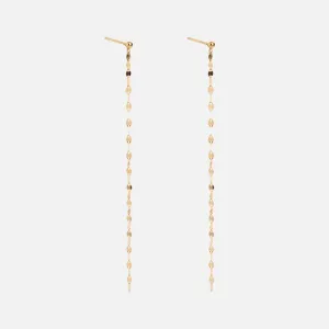 Solid Gold Sparkle Link Chain Drop Earrings