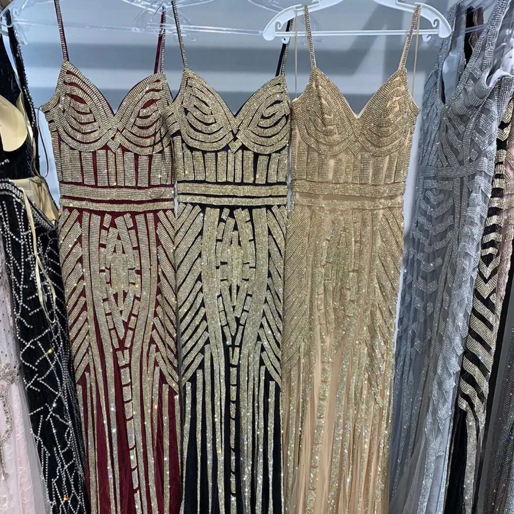 sparkly mermaid evening dresses long spaghetti strap modest cheap elegant evening gown 2021