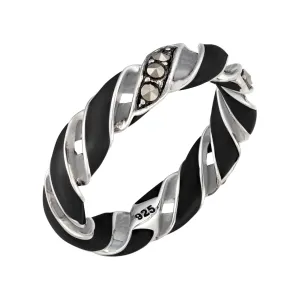 Stardust Pavé Reef Ribbon Medium Sterling Silver Ring