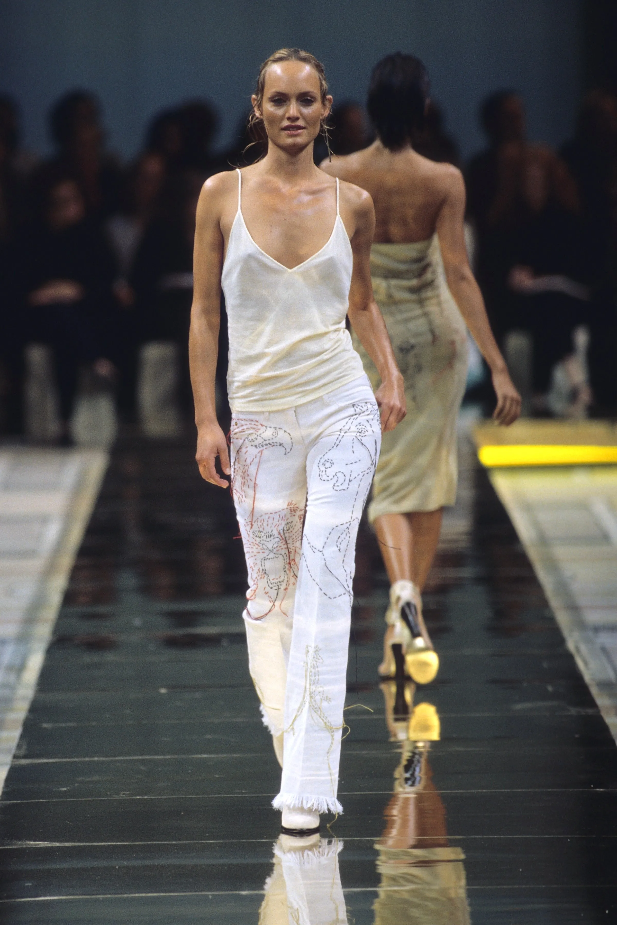 Stella McCartney for Chloé S/S 2000 Ivory Embroidered Animal Jeans, Limited Edition