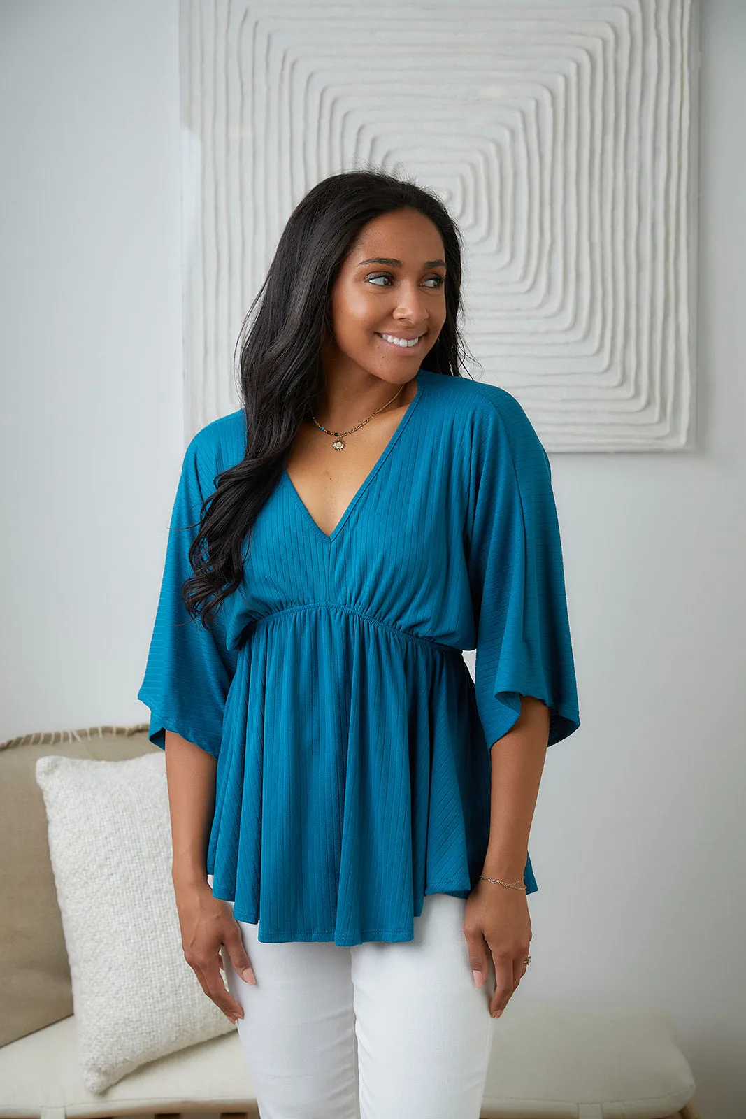 Storied Moments Dolman Top in Teal