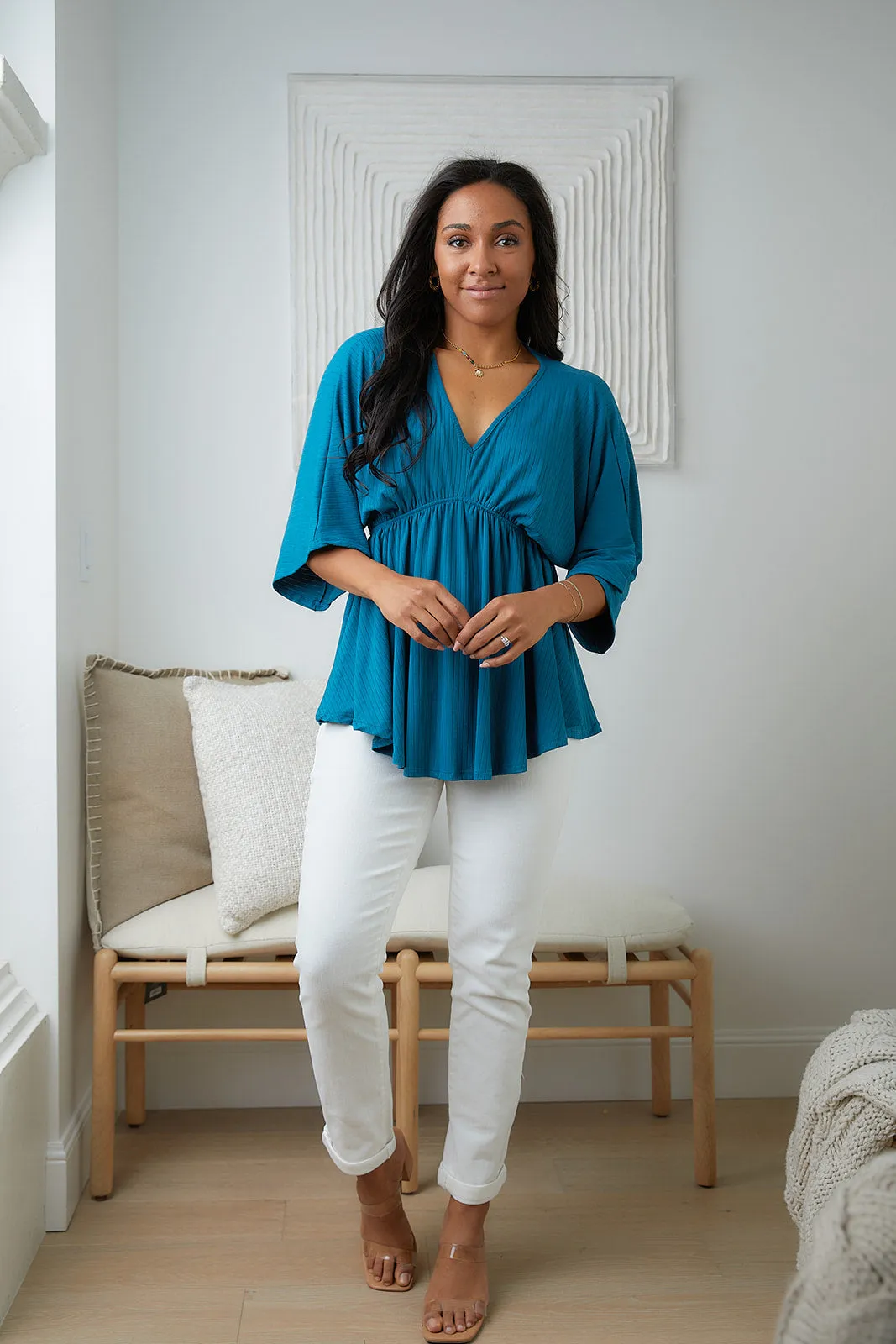 Storied Moments Dolman Top in Teal