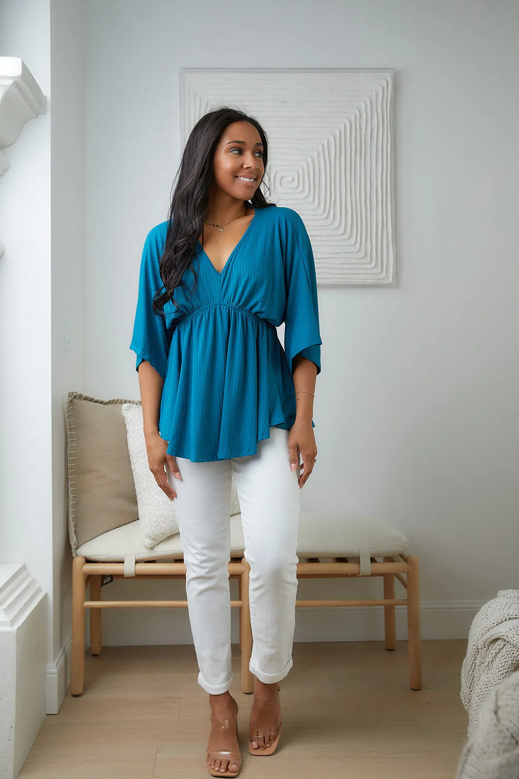 Storied Moments Dolman Top in Teal