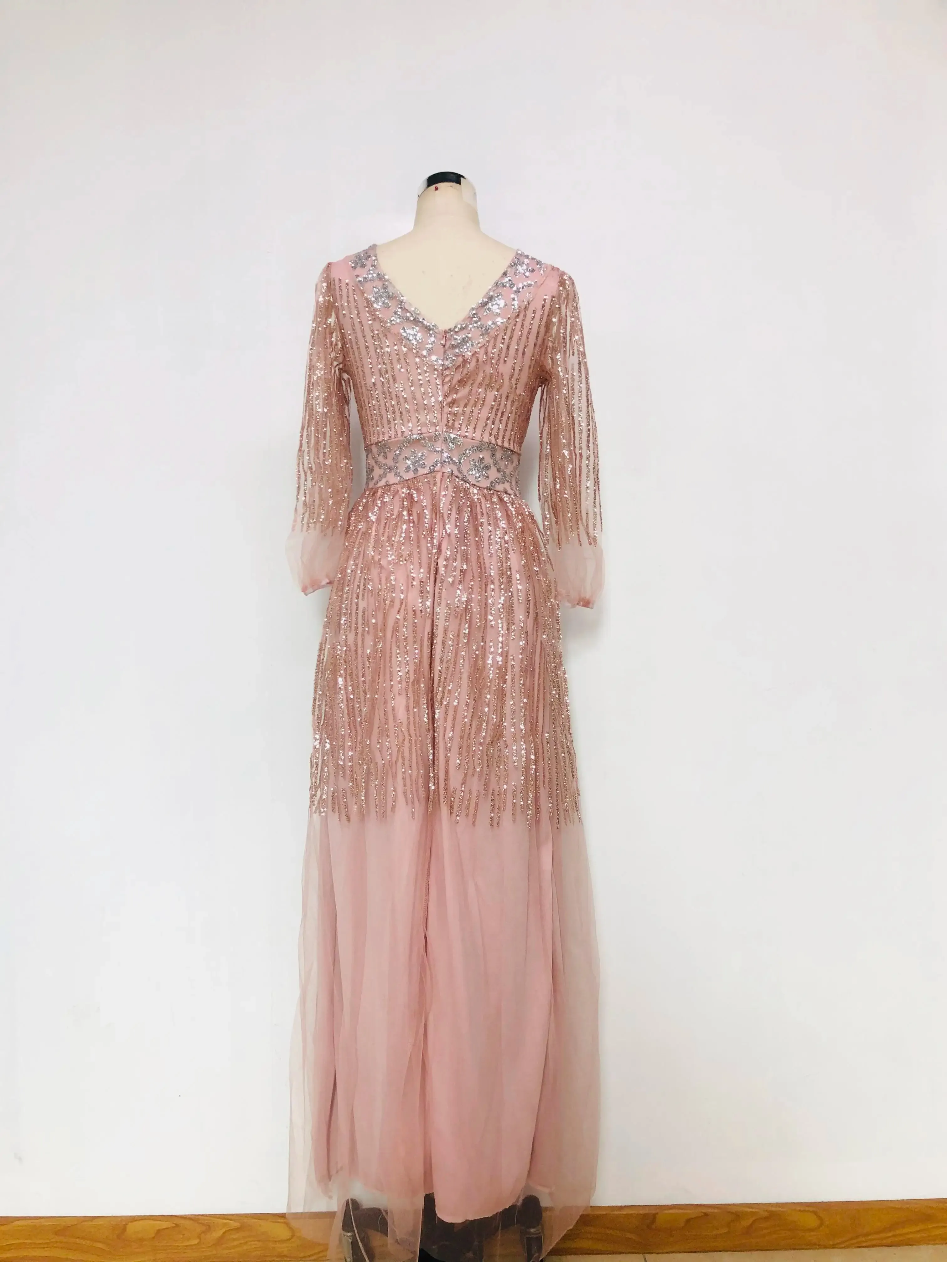 Swing Mesh Long Sleeve Evening Party Dress