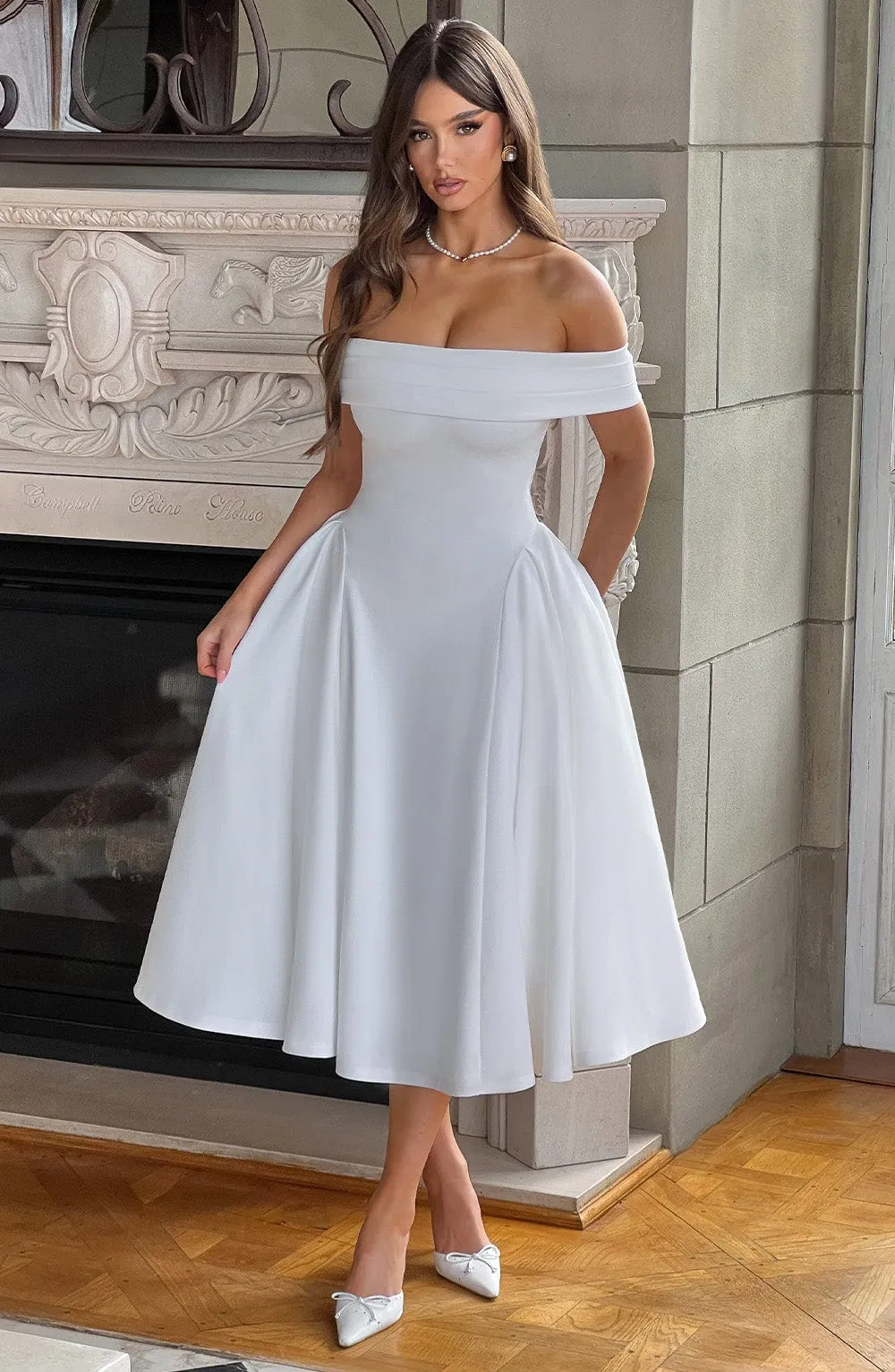 Tahlia ™ | Off-Shoulder Pleated Midi Dress
