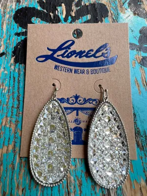 Teardrop Crystal Cluster Fashion Earrings/Silver