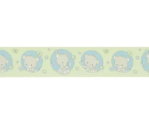 Teddy Bear Nature Green Blue 0013-07 Wallpaper Border
