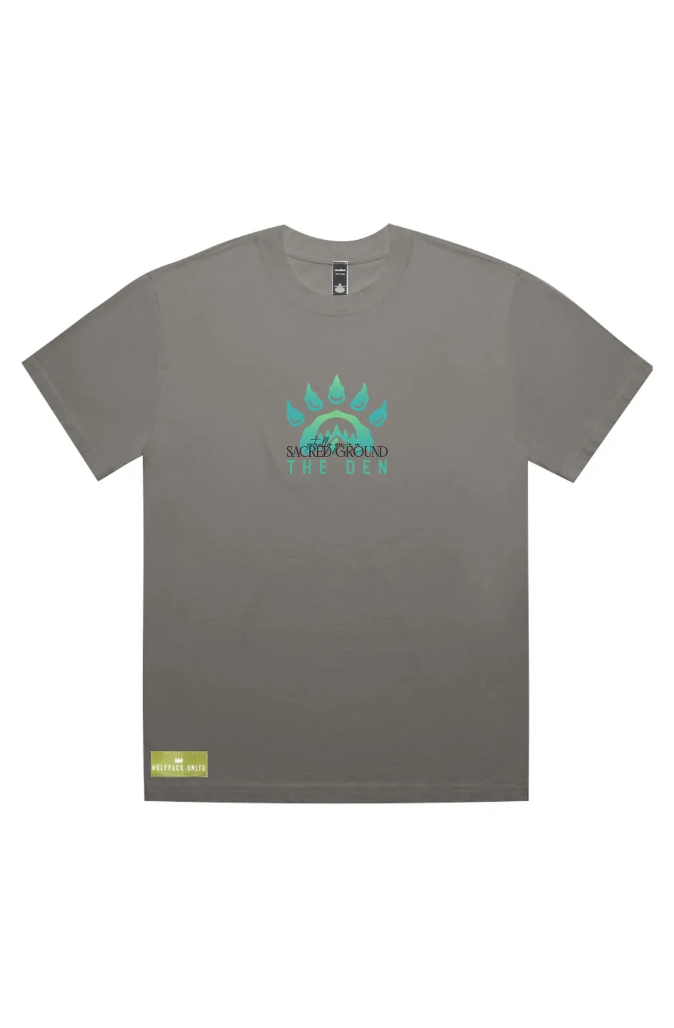 THE DEN UNLTD LOGO SACRED GROUND "FADED" T-SHIRT BLK TEXT