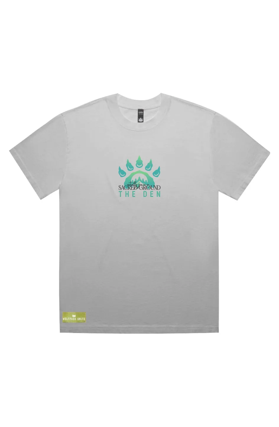 THE DEN UNLTD LOGO SACRED GROUND "FADED" T-SHIRT BLK TEXT