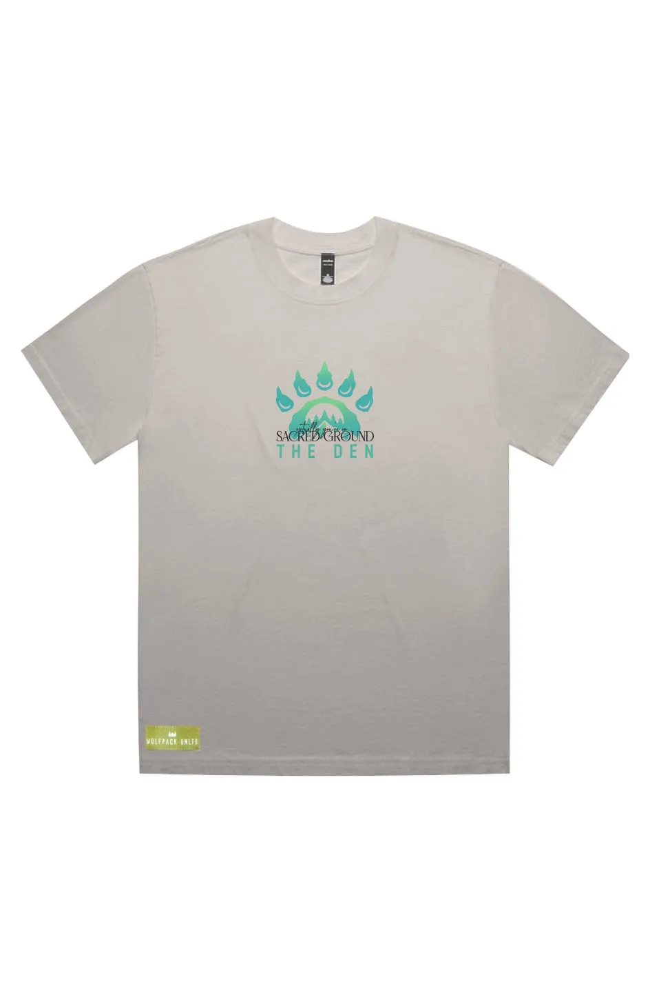 THE DEN UNLTD LOGO SACRED GROUND "FADED" T-SHIRT BLK TEXT