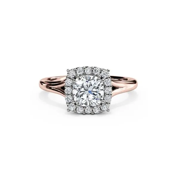 The Studio Collection Cushion and Round Diamond Halo Engagement Ring