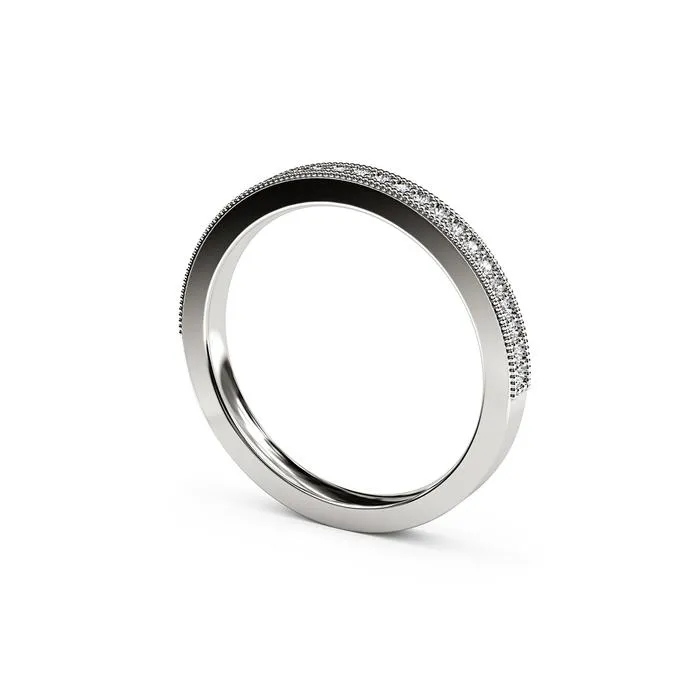 The Studio Collection Diamond Half-Way Wedding Band with Milgrain Edge
