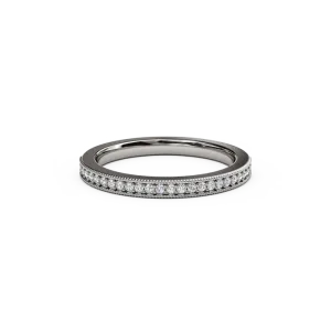 The Studio Collection Diamond Half-Way Wedding Band with Milgrain Edge