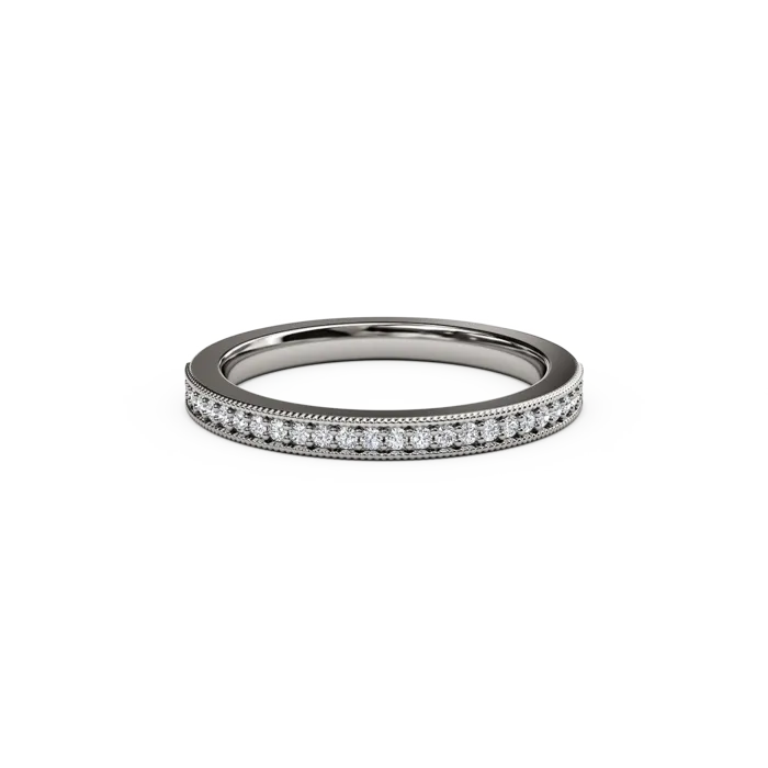 The Studio Collection Diamond Half-Way Wedding Band with Milgrain Edge