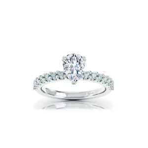 The Studio Collection Pear Diamond and Round Diamond Shank Engagement Ring in Platinum