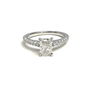 The Studio Collection Radiant Diamond and Diamond Pavé Shank Engagement Ring in Platinum
