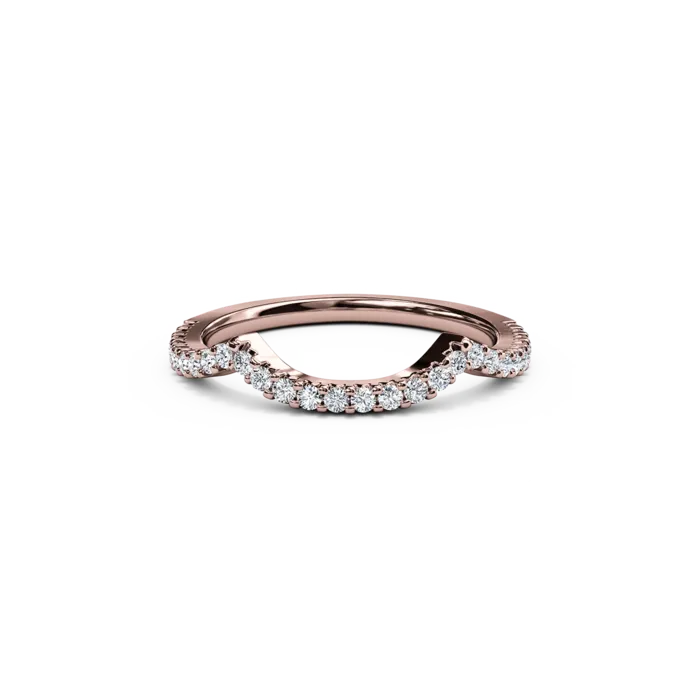 The Studio Collection Rose Gold Prong Set Curved Wedding Band