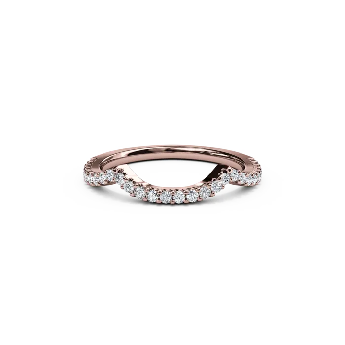 The Studio Collection Rose Gold Prong Set Curved Wedding Band
