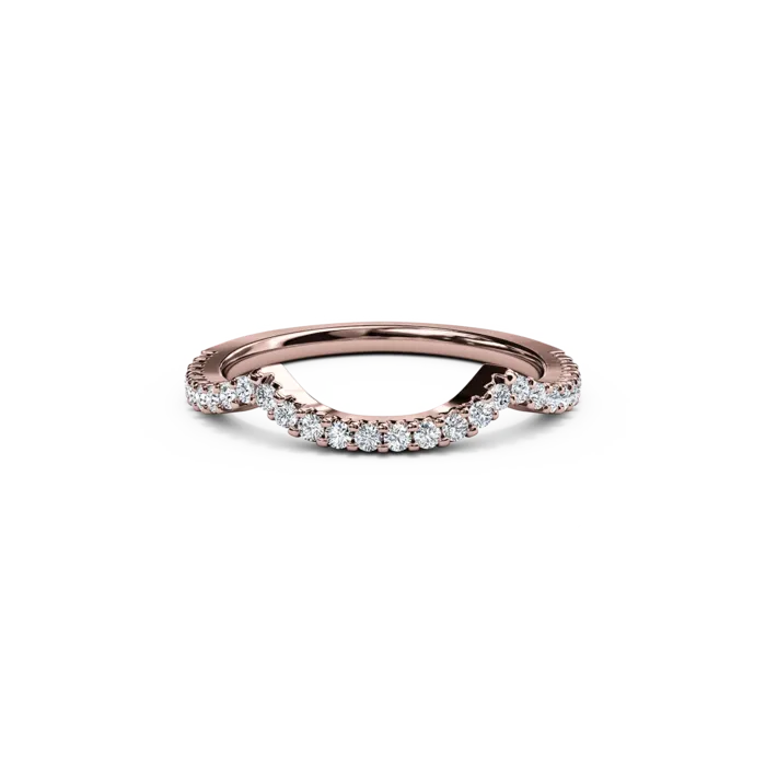 The Studio Collection Rose Gold Prong Set Curved Wedding Band