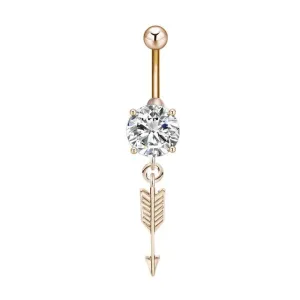 Todorova Chic Arrow CZ Piercings Jewelry Women Sexy Belly Button Ring Long Dangle Clear Navel Bar Gold Silver Body Jewelry